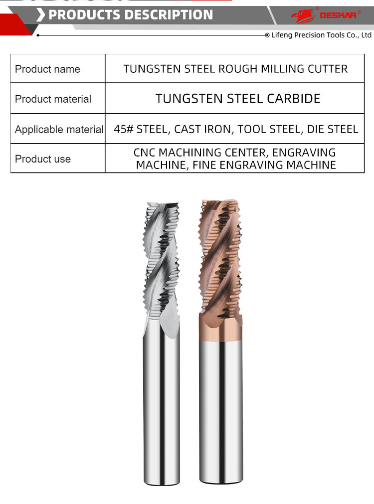 DESKAR Tungsten carbide rouging end mill for steel and aluminum with coarse skin cutter CNC Machine Wave edge milling cutter supplier