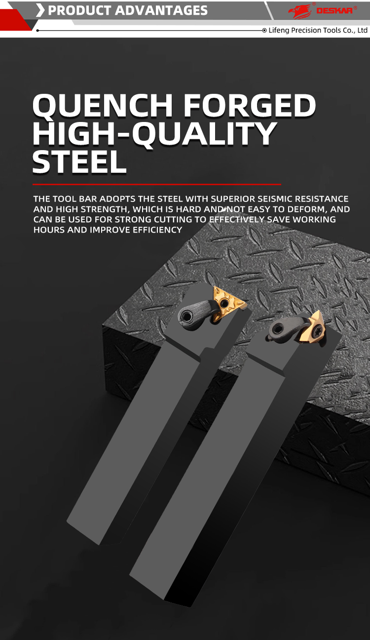 DESKAR CNC Tool Holder with Indexable External Turning Set Carbide Inserts for Steel Workpiece Turning  Lathe Holder Cnc Cutting details